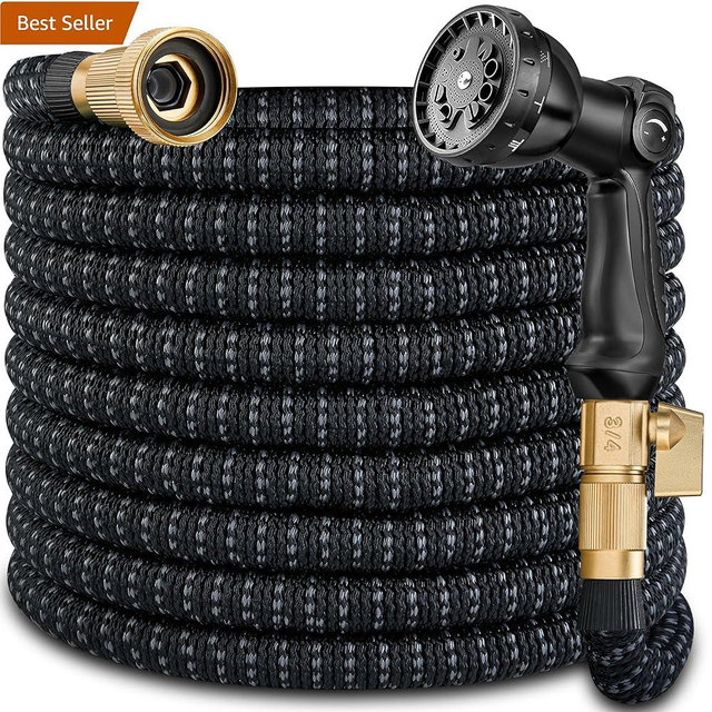100 FT Garden Hose Expandable Hose-2025 Upgraded Flexible Water Hose, Car Wash Hose with Extra-Strong Brass Connectors,Superior Strength-4-Layers Latex - Kink-less Lightweight Expanding Hose