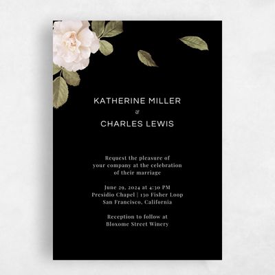 Black Wedding Invitation - Woads Classic