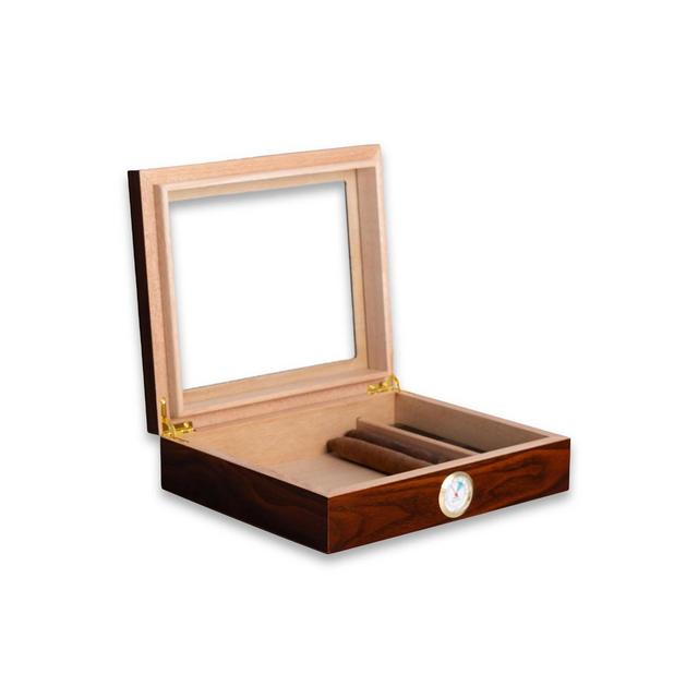 Bey-Berk Walnut Finish 12 Cigar Humidor with Hygrometer.
