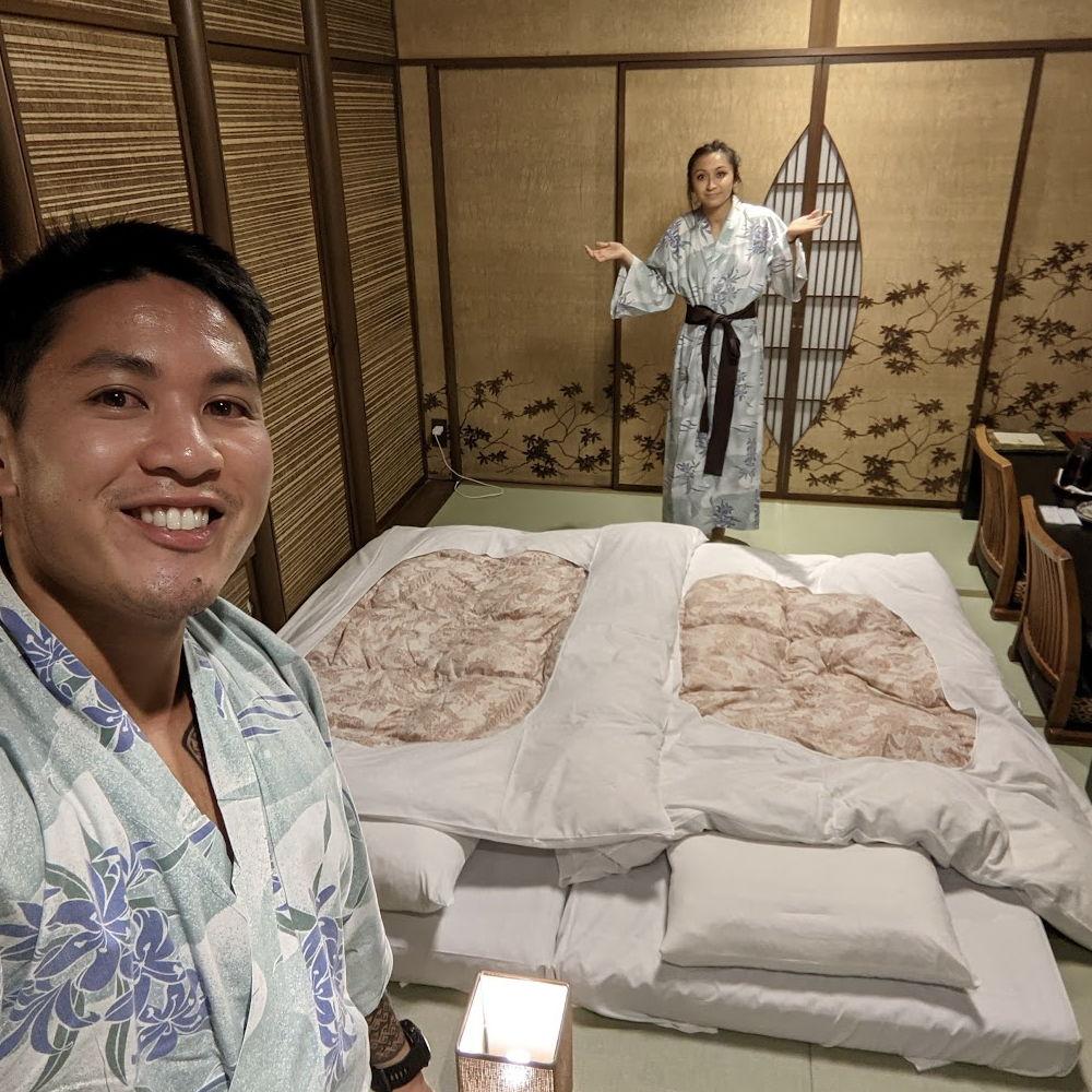 Our first experience in a Japanese onsen/ryokan (bath house/hotel with meals served in your room!)