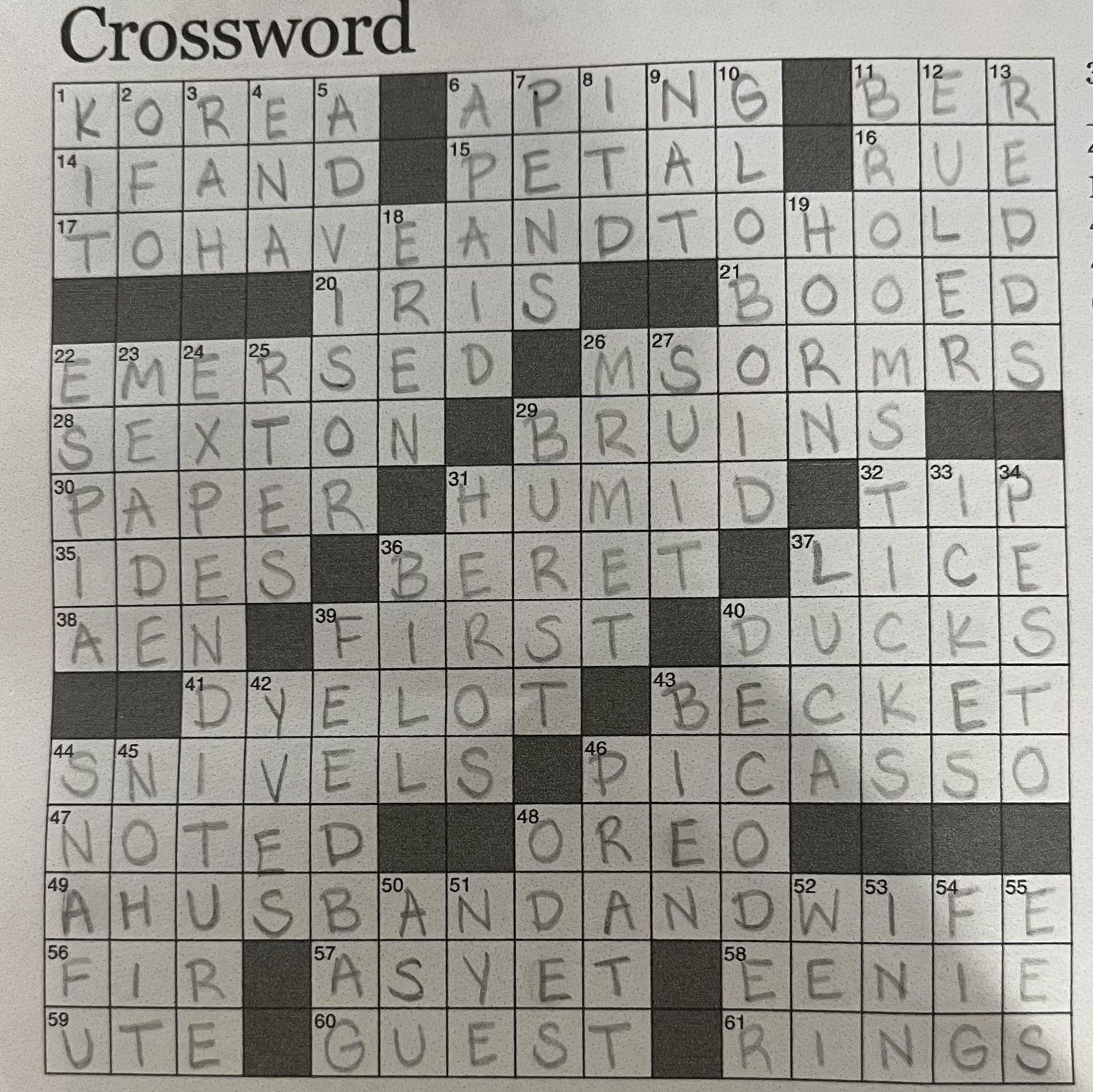 Here are the answers for the crossword