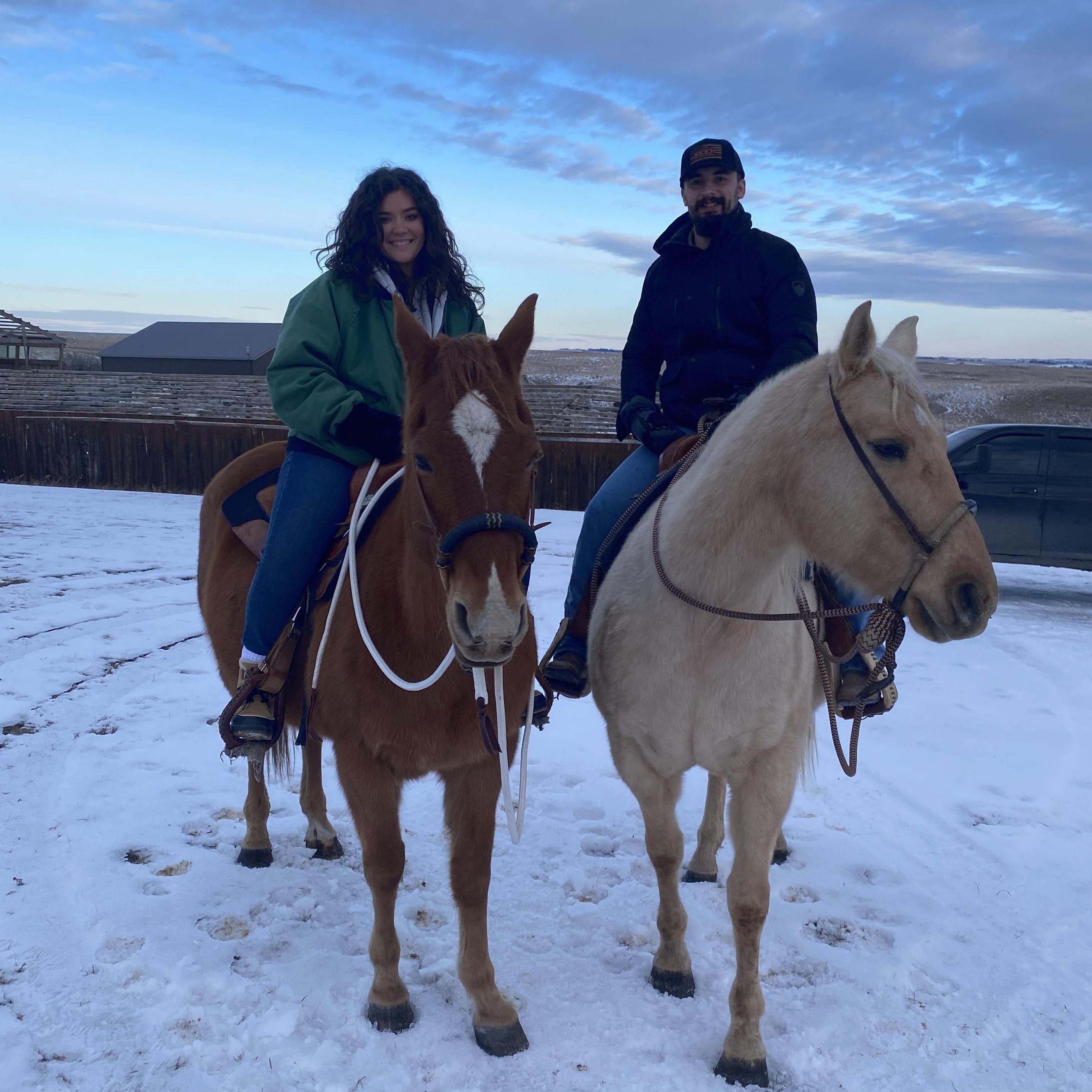 horseback riding in the snow