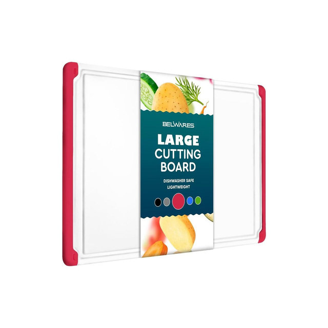 Plastic Cutting Boards for Kitchen - Large 18 x 12 Inch Rubber Cutting Board with Juice Grooves, Non-Slip, Dishwasher Safe Cutting Boards