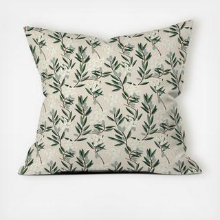 Olive Bloom Throw Pillow