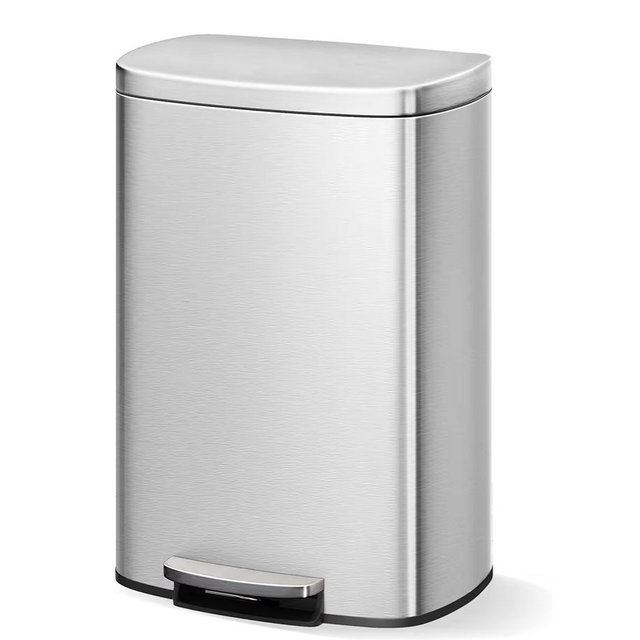Garvee Step-on Stainless Steel Kitchen Trash Can - 13 Gal / 50 L Large Capacity, Rustproof Metal Garbage Bin with Soft Close Lid, Removable Inner Bucket & Rear Handle