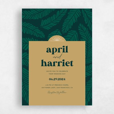 Dijon, Green Wedding Invitation - Tucana Portrait