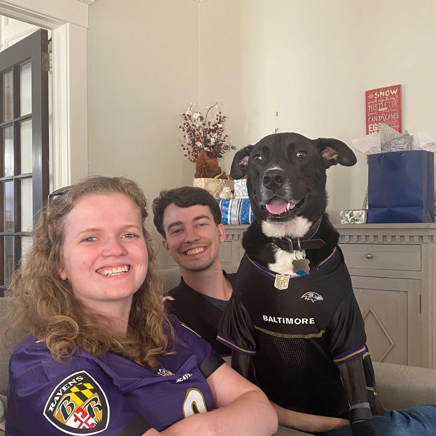 Our average fall Sundays. Rudy (Dobby), football, and the Ravens....occasionally the Falcons?
