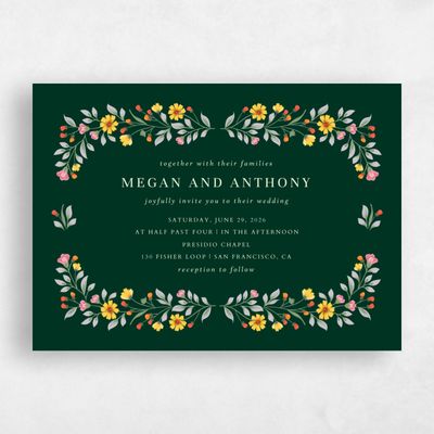 Dark Forest, Green Wedding Invitation - Blume Landscape