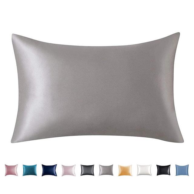 Adubor 100% Mulberry Silk Pillowcase for Hair and Skin with Hidden Zipper, Both Side 23 Momme Silk, 600 Thread Count Hypoallergenic (20×26 inches, Standard Size, Dark Grey, 1pc)