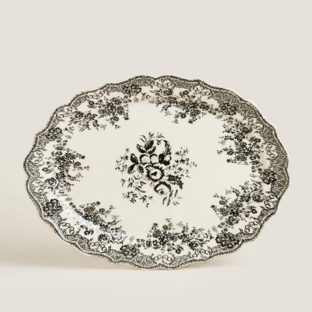FLORAL EARTHENWARE SERVING DISH