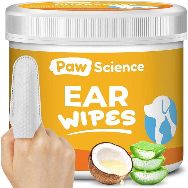 Paw Science Dog Ear Cleaner Wipes – Finger Wipes for Dogs – Cleaning, Soothing, and Deodorizing Itchy Ears – Pet Ear Relief Solution