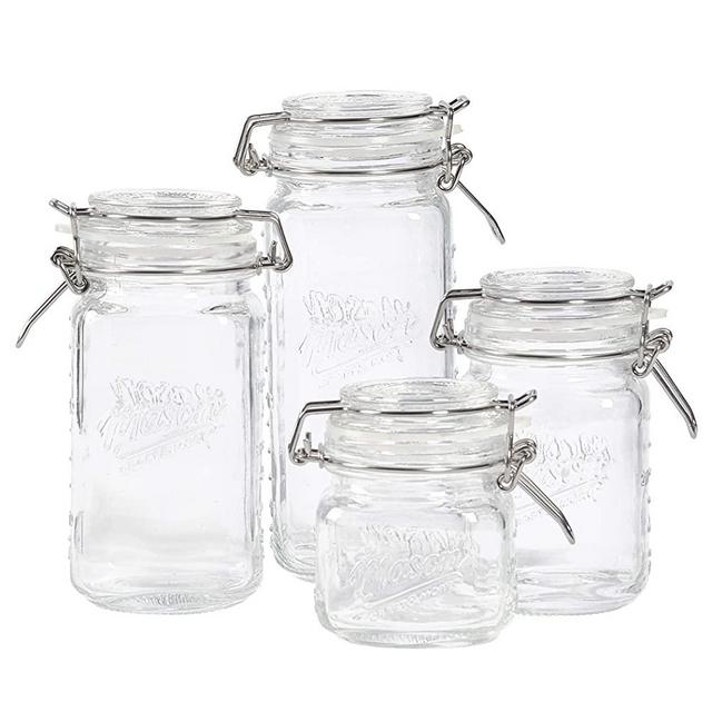 Mason Craft & More 17oz Set of 4 Tall Mini Clamp Jars