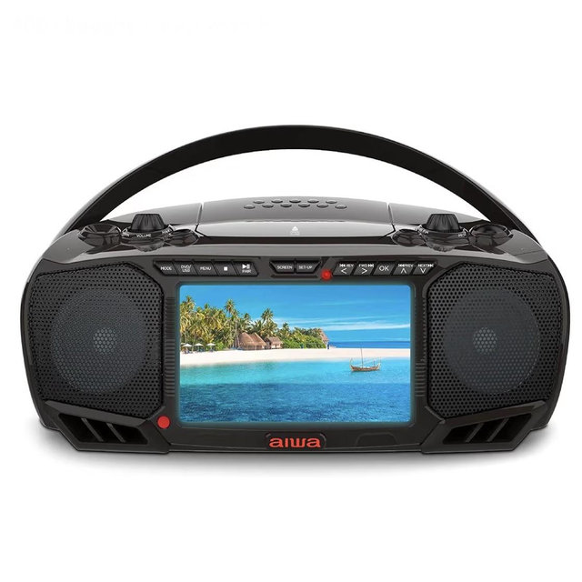 Aiwa Portable DVD Player, Crystal Clear Sound with Dual 3W Speakers and Bass Function, Featuring a 7" LCD Display, Bluetooth Connectivity, FM Radio, CD/DVD Playback