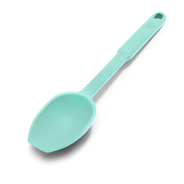 GreenLife Cooking Tools and Utensils, Silicone Spoon for Scooping Scraping and Mixing, Heat and Stain Resistant, Dishwasher Safe, Turquoise