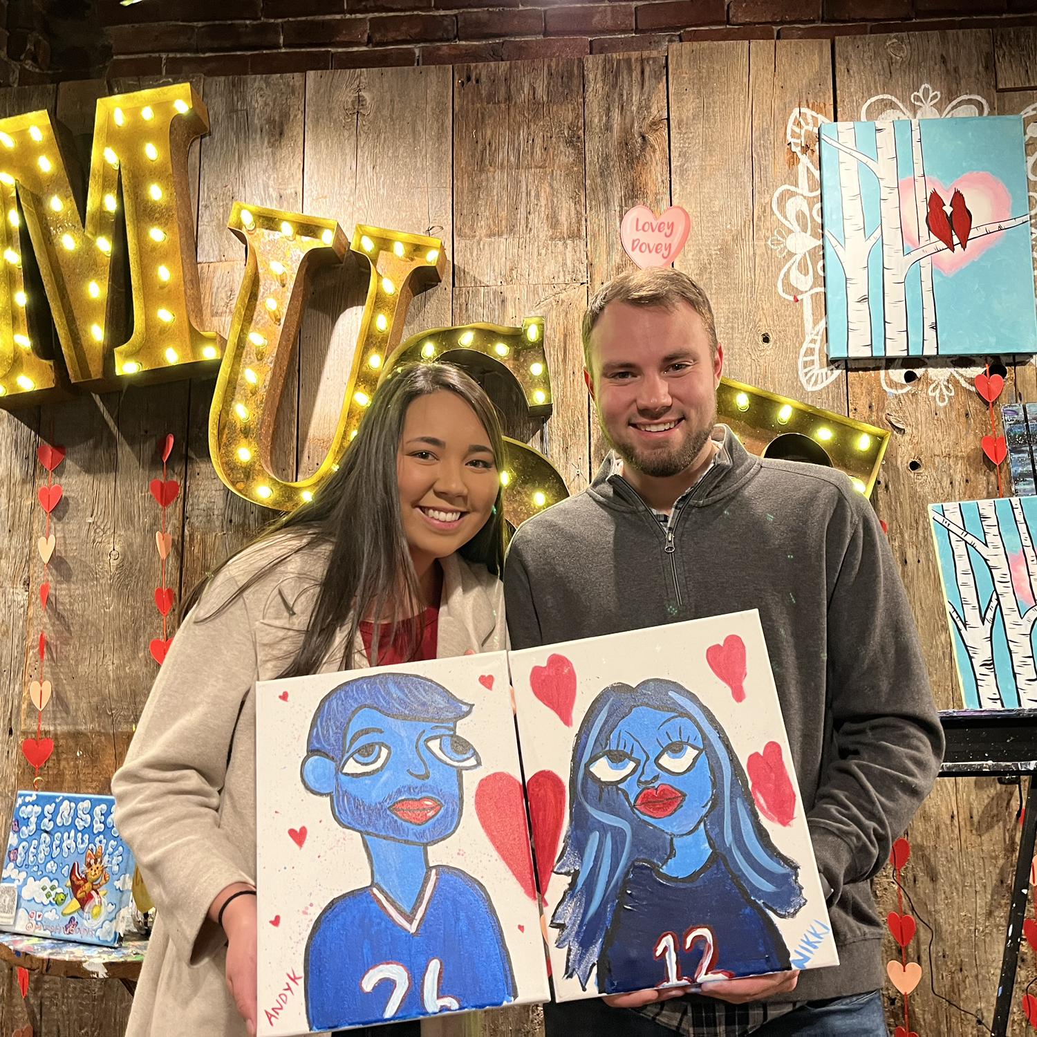 Valentine's Day Date - February 2023. Yes, they are supposed to be paintings of each other