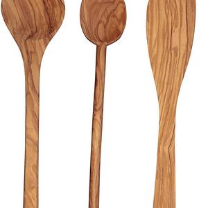 Scanwood Olive Wood Utensil (Spatula Spoon Ladle 3 Piece Set 12 Inch)