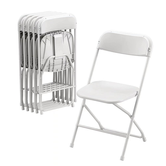 Allpop 6 Pack Plastic Folding Chair, 300lb Capacity, Portable Commercial Chair with Steel Frame for Home Office Wedding Party Indoor Outdoor Events, Stackable, White
