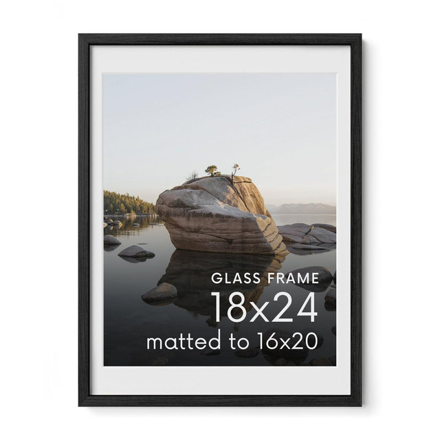 Haus and Hues Oak Picture Frame with Glass, Black, 18x24