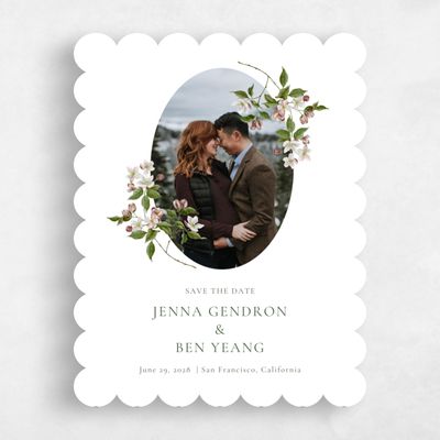 White Scalloped Wedding Save the Date - Malyly Photo