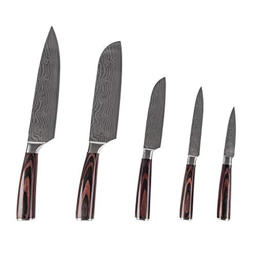 Yatoshi 5 Knife Set - Pro Kitchen Knife Set Ultra Sharp High Carbon Stainless Steel with Ergonomic Handle