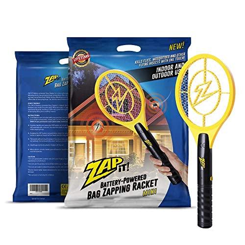 ZAP IT! Bug Zapper - Battery Powered (2xAA) Mosquito, Fly Killer and Bug Zapper Racket - 3,500 Volt - Safe to Touch (Mini, Yellow)