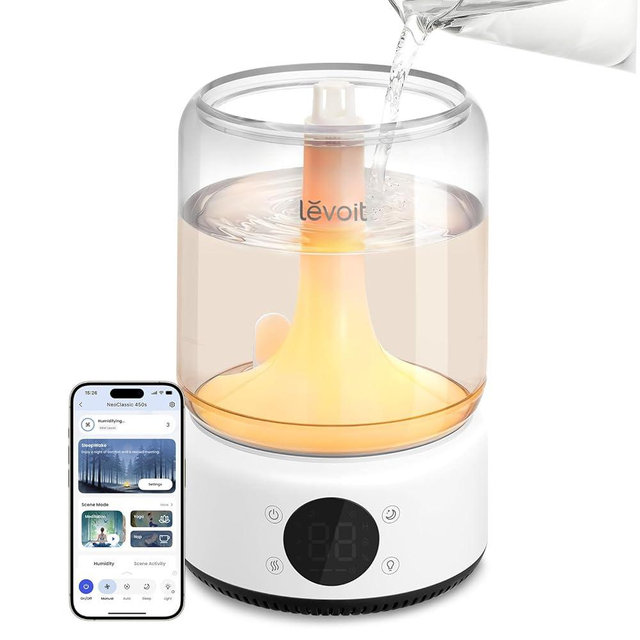 LEVOIT Smart Humidifiers for Bedroom, 4.2L Top Fill for Large Room with 42H Runtime, Dishwasher Safe Easy to Clean, 21dB Cool Mist for Baby, Plants, APP/Voice Control, Scene Mode With Light & Music