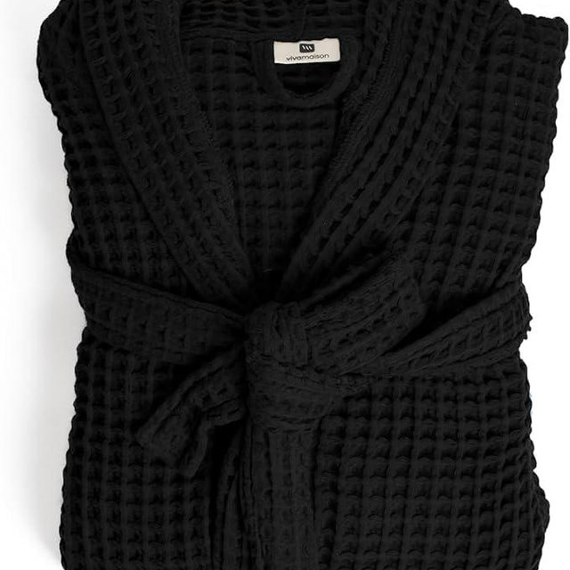 Viva Maison Luxury Waffle Robe with Hooded Unisex - Ultra Soft Turkish Cotton Cozy Full-Length Bathrobe for Womens & Mens