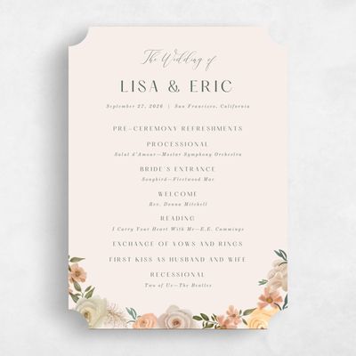Beige Ticket Wedding Program - Miele