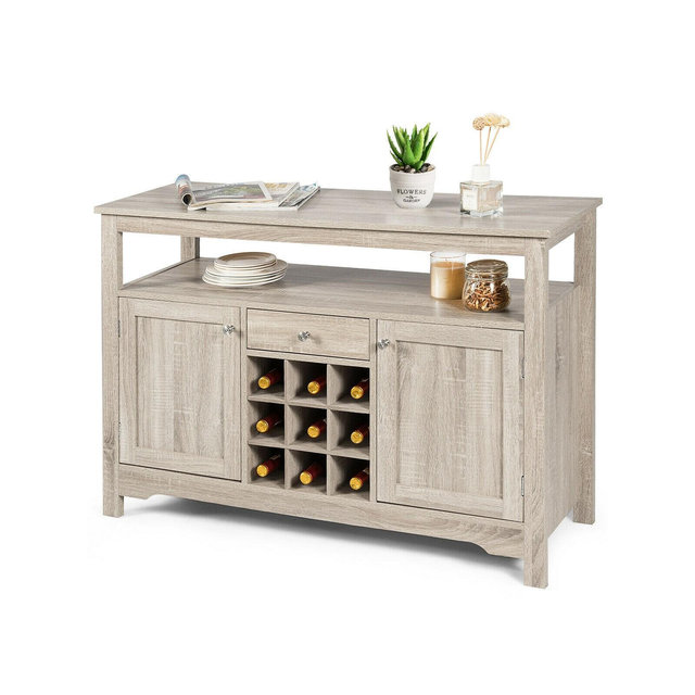 Costway Buffet Server Sideboard Wine Cabinet Console Table Grey Home