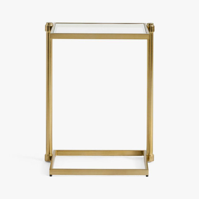 Everson Rectangular Metal C-Table, Brass, 21"
