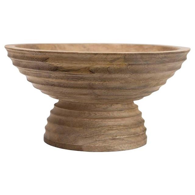 BOWL MANGO WOOD ROUND RIDGED WITH FOOT