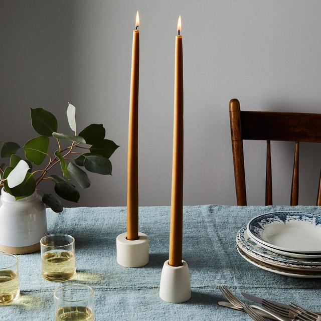 Petite Ceramic Taper Candle Holders (Set of 2) - white