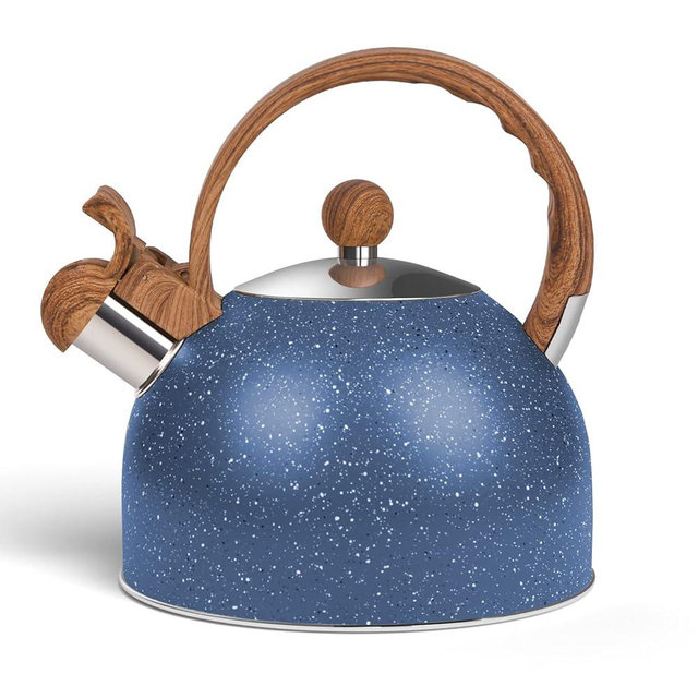 Awvlvwa Whistling Tea Kettle for Stovetop, 2.6 Quart Stainless Steel Water Teapot Boilers for Stovetops, Induction Stone Kettle with Loud Whistle - Perfect for Preparing Hot Water, Coffee,Milk (Blue)