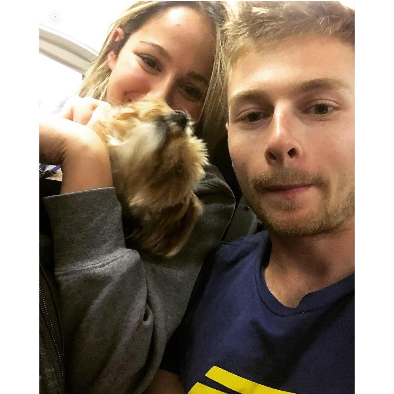 Finally pulling Mylo out of his travel carrier after our flight landed