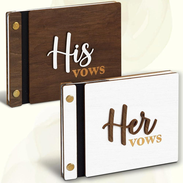 WOODAMORE Wedding Vow Books His and Hers - His Vows Her Vows Books for Wedding, His and Hers Vow Book, Bride and Groom Gifts Wedding Registry Ideas, Wedding Essentials for Ceremony