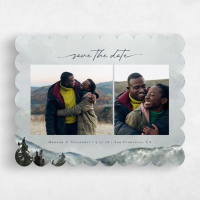 Grey Scalloped Wedding Save the Date - Montagne Multiphoto