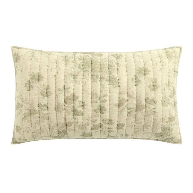 Floral Cloud Reversible Quilted Sham, Green Multi, King