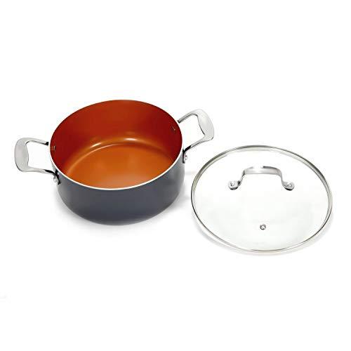 Gotham Steel 5-Quart Stock Pot with Ultra Nonstick Ceramic and Titanium Coating, Includes Tempered Glass Lid – Dishwasher Safe