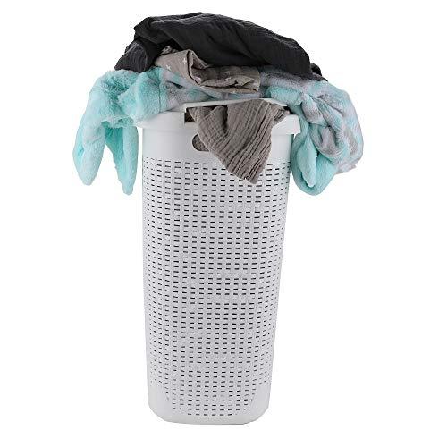 Mind Reader 60HAMP-WHT Basket, Laundry Cutout Handles, Washing Bin, Dirty Clothes Storage, Bathroom, Bedroom, Closet, White 60 Liter Hamper