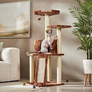 FRISCO 52-in Faux Fur Cat Tree & Condo, Brown - Chewy.com