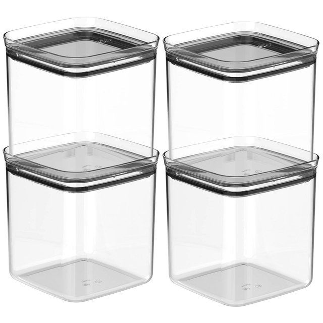 OU Airtight Food Storage Container 8pc BPA Free Clear Plastic Storage Container with Leak Proof Lid, Stackable Kitchen Pantry Organizer