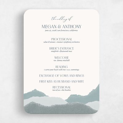 Blue Rounded Wedding Program - Lysander