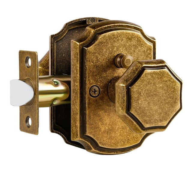 SORWDUERM 2 Pack Antique Brass Door Knobs Interior Privacy Door Knob with Lock for Bedroom and Bathroom,Zinc Alloy