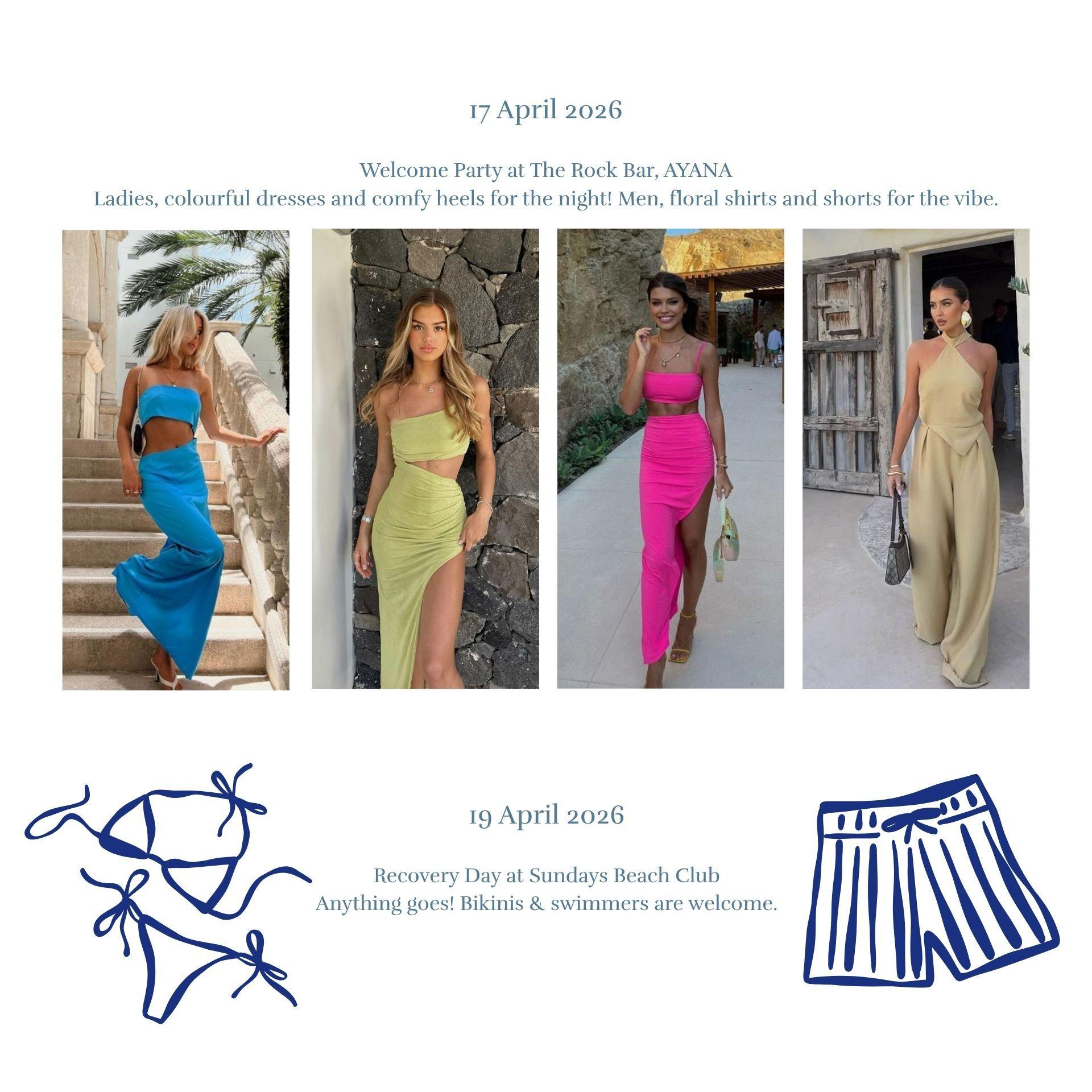 Dress Code for the Welcome Party & Recovery Day