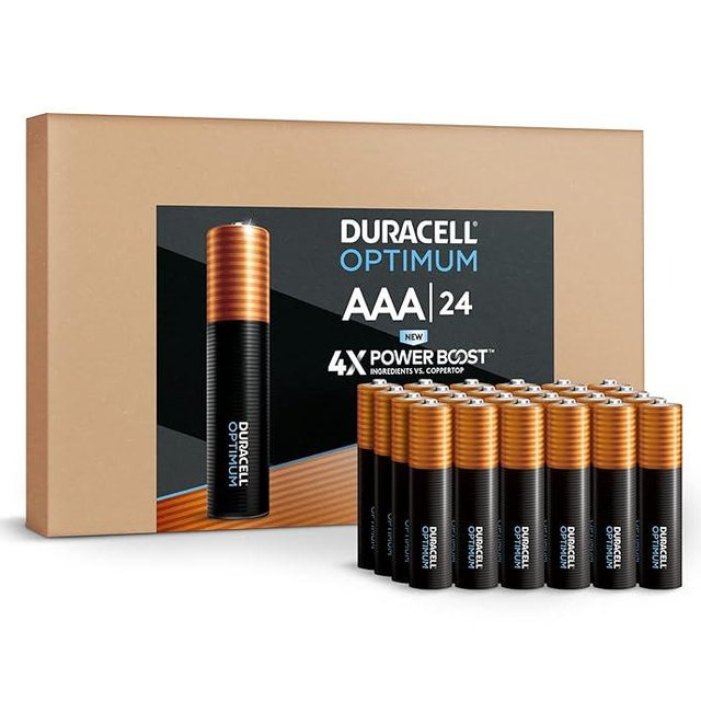Duracell Optimum AAA Batteries with 4x Power Boost Ingredients, 24 Count (Pack of 1). Re-closable pack for quick, easy access and organized storage. Triple A Battery with Long-Lasting Power