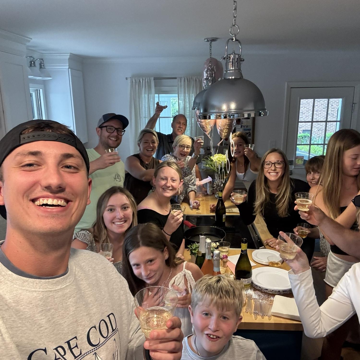 Coming back to Raleigh after our engagement to a surprise party thrown by our families!