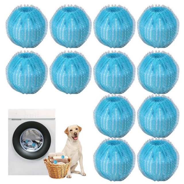 12 PCS Pet Hair Remover for Laundry, Reusable Dog Hair Remover for Laundry, Effective Fur Zapper for Laundry, Laundry Pet Hair Catcher for Clothes, Bedding, That Won’t Damage Your Clothes