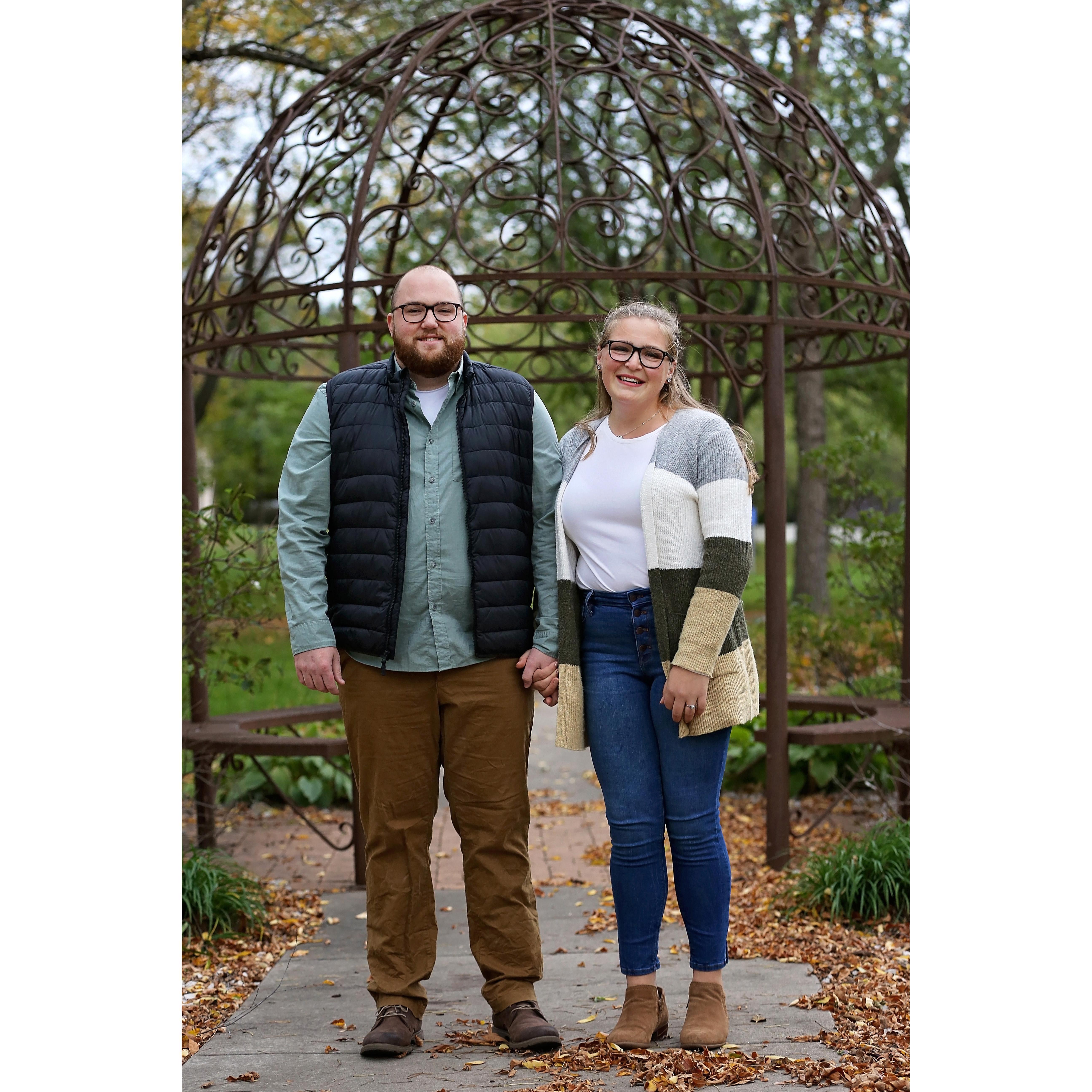 Engagement picture, under the gazebo where we got engaged!