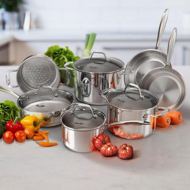 Pots and Pans Junior 11 Pieces Stainless Steel Non Stick Cookware Set