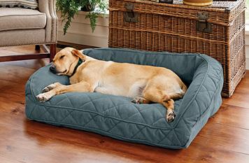 Orvis ComfortFill Bolster Dog Bed - Large, Heathered Khaki